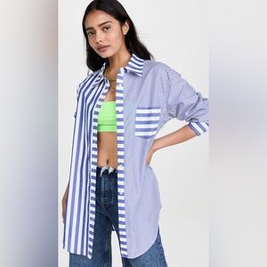 Solid & Stiped button up striped tunic shirt, Small